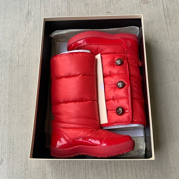 coach polina shiny nylon snow boots